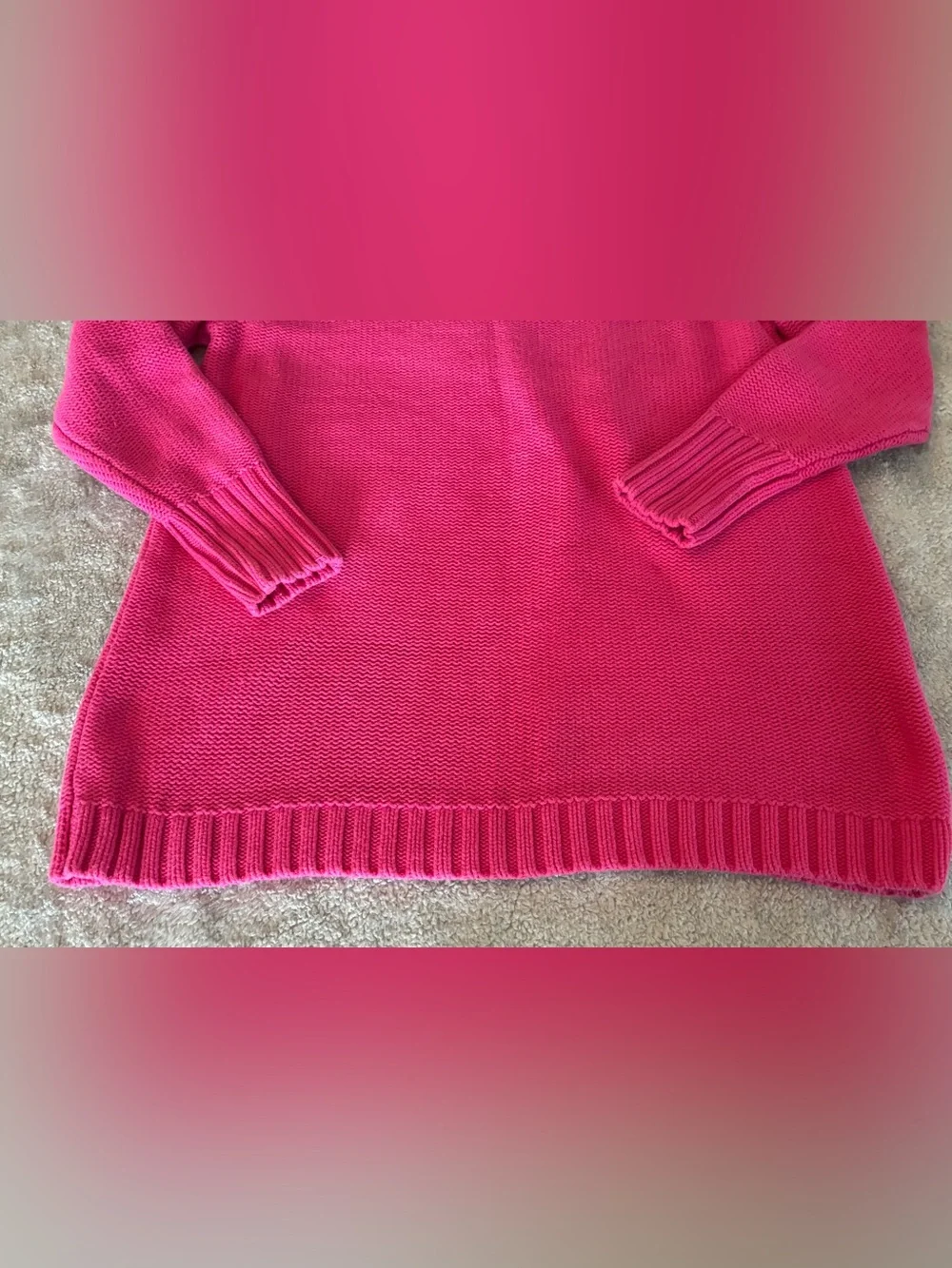 Women’s Long Sleeve V-Neck Pink Sweater Size Large 100% Cotton